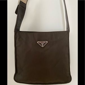 Prada Nylon Shoulder Bag Dark Brown